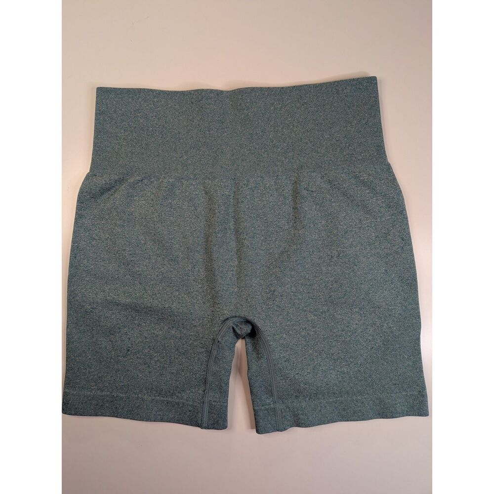 Women’s Medium Blue Green Seamless High Waist Biker Workout Shorts